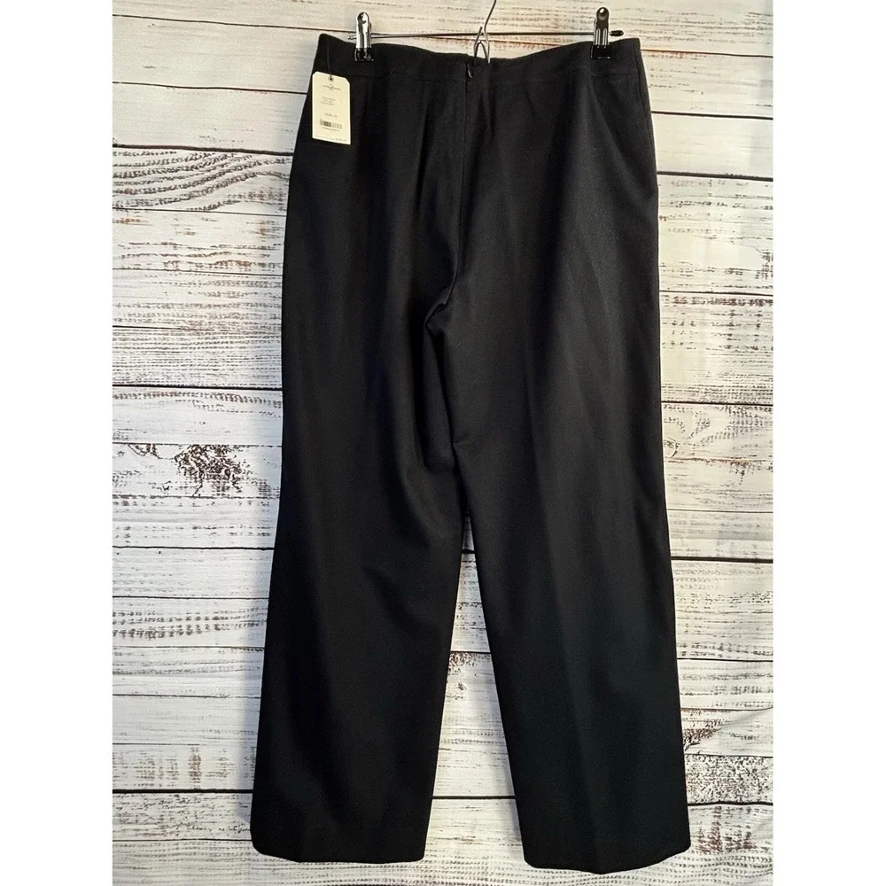 Anne Klein Wool/Cashmere Wide Leg Dress Pants 12 Navy Blue Timeless NWT